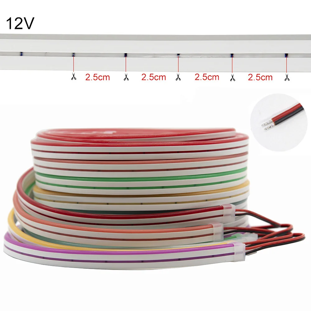 Tira de luces LED de neón, tira de luces de 5m, 10m, 15m, 20m, 12V, SMD 2835, 120LEDs/M, impermeable IP67, decoración en forma de barra de luz suave