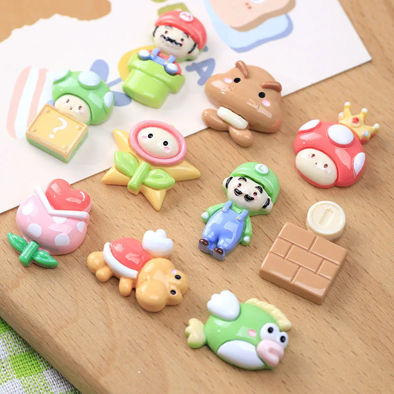 10Pcs Cartoon Super Game Series Flat back Resin Cabochon Scrapbooking For Hair Bows Center Accessories DIY Phone Case Decoration