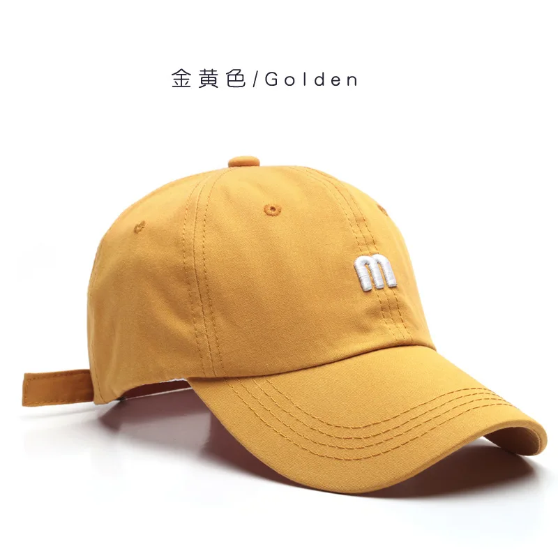 Minimalist 100% Cotton Baseball Cap Unisex Small Letter Embroidery Dad Hat Solid Color Adjustable Casual Cap