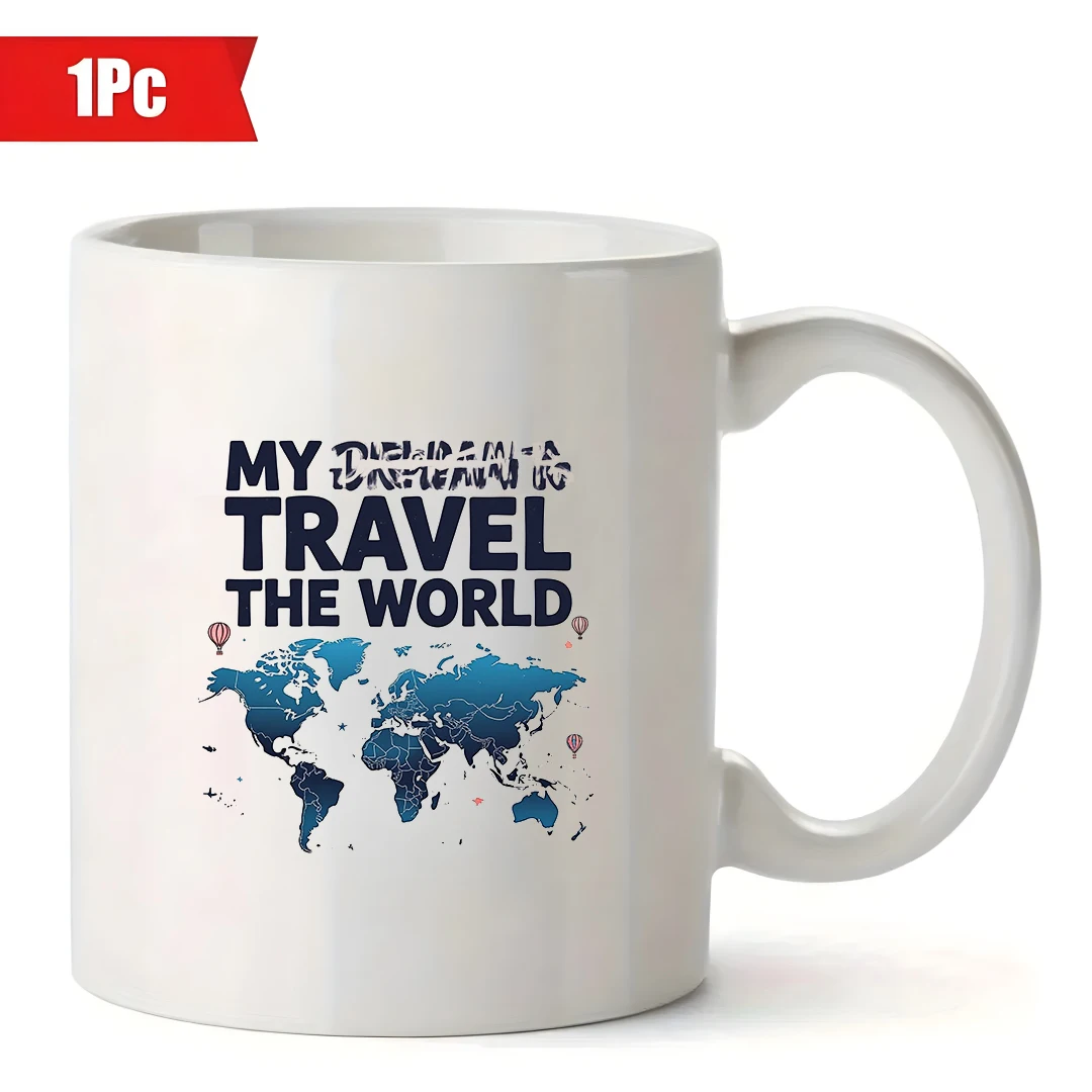 كوب خريطة السفر سعة 11 أونصة + كوب السفر العالمي + كوب مكتب عائلي للأطفال - هدية عيد الميلاد
