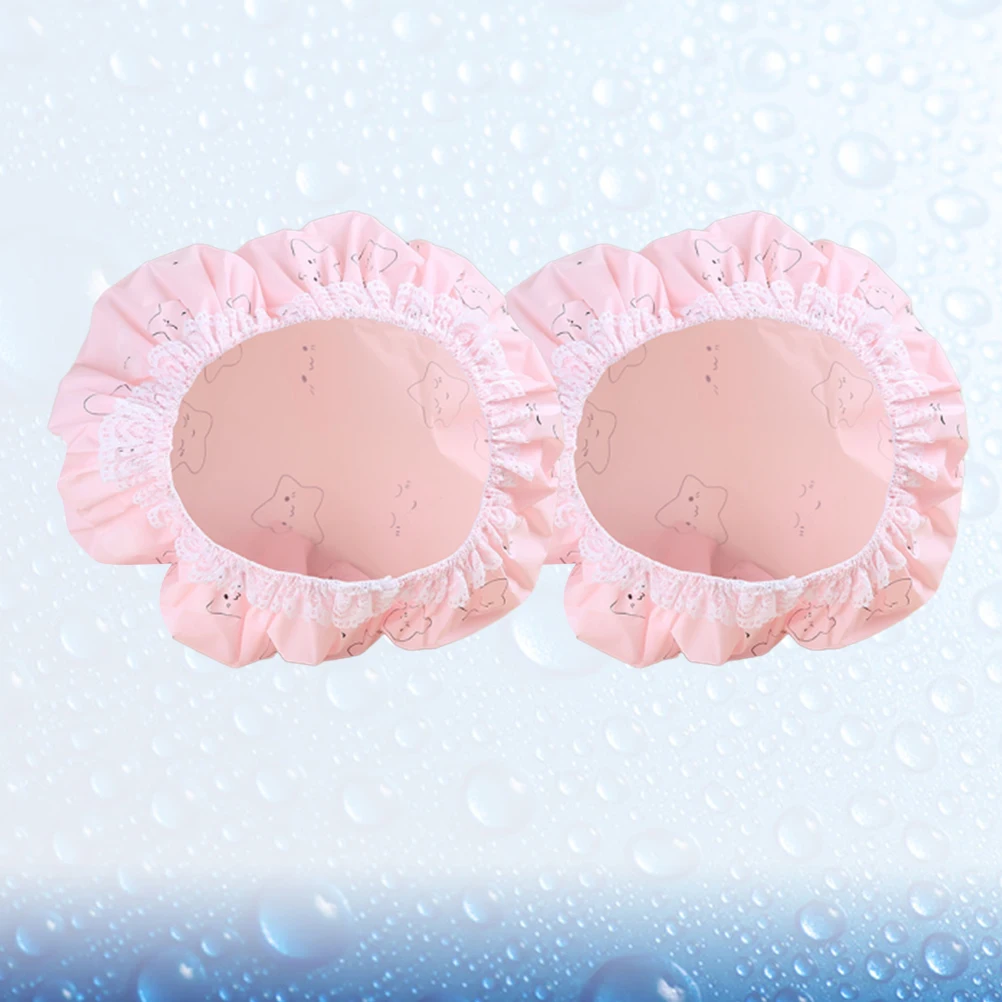 

2Pcs Bath PVC Waterproof Hair Protective Shower Bathing Bathroom Bathroom Accessories Accessories Cap for Home Salon Use