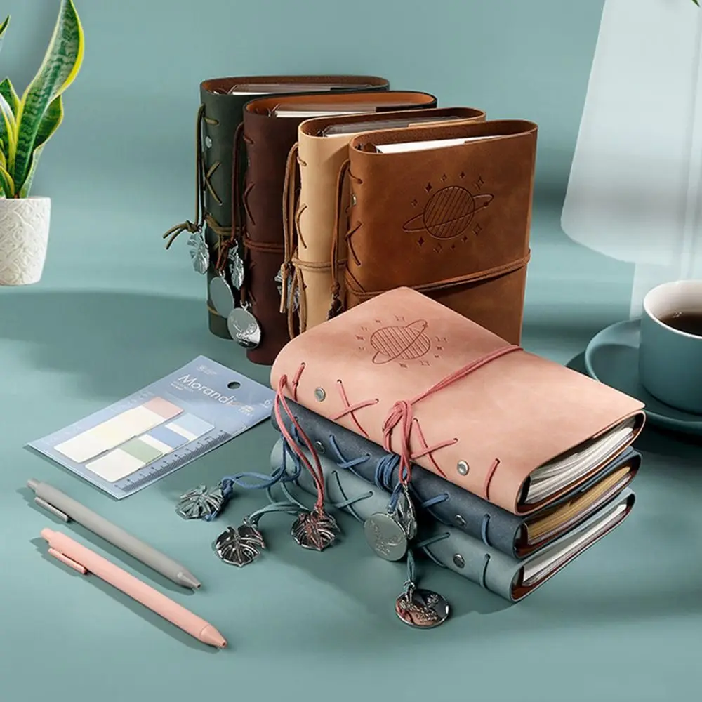 Soft Refillable Journal Notebook 6 Ring Binder PU Leather A6 Sketchbook Vintage Multicolor Blank String Diary Travel