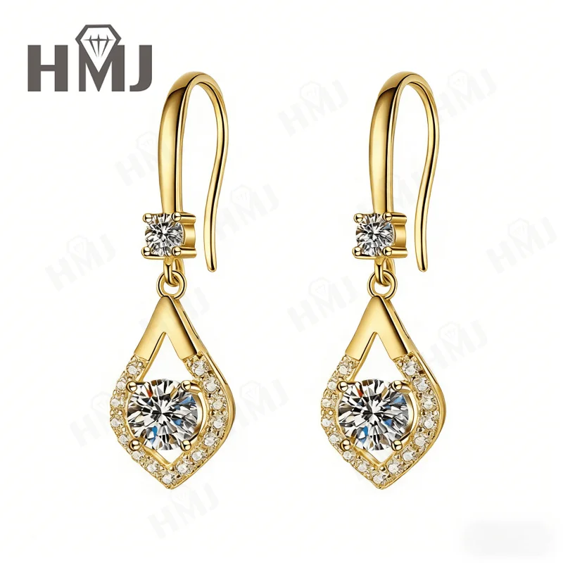 Total 2CT Moissanite Bulb Stud Earrings Round Sparkling D Color VVS1 With GRA S925 Silver Plated Fashion Jewelry for Women