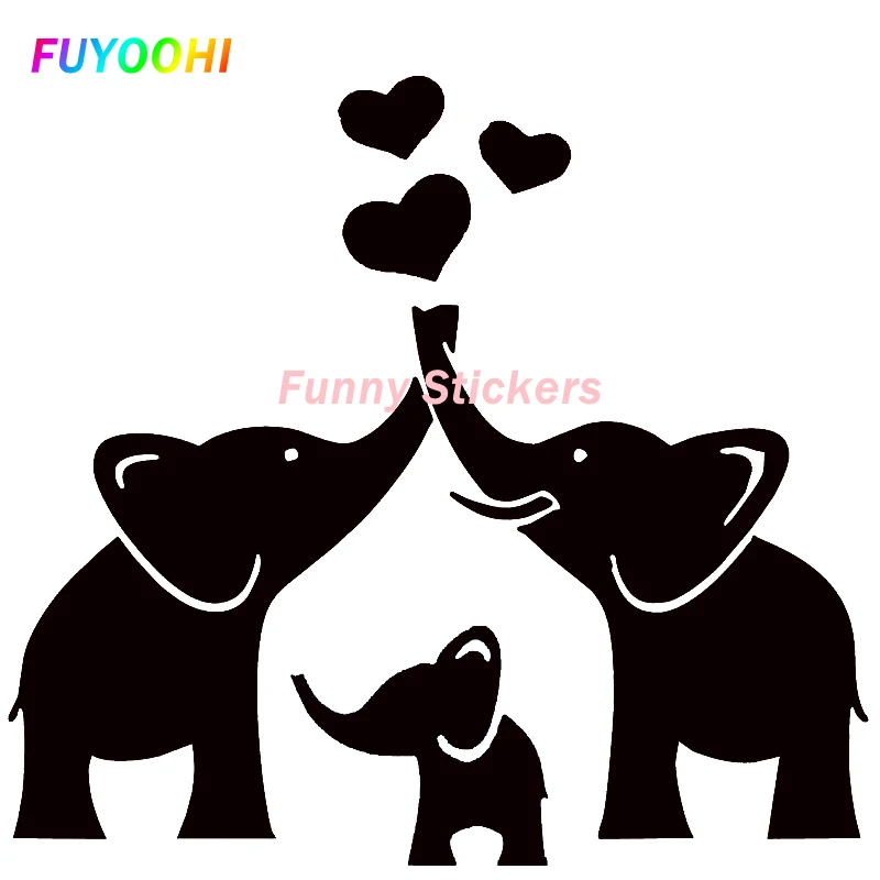 

FUYOOHI Exterior/Protection Funny Stickers Romantic ELEPHANT FAMILY WITH HEARTS DECAL FOR CARS AND TRUCKS PVC Car Accessories