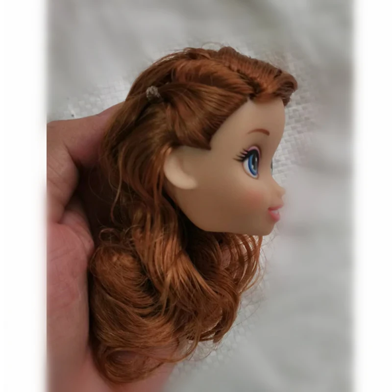 Fashion Princess Doll Head 1/7 Doll Accessories Dress Up Doll Head with Coffee Curly Hair