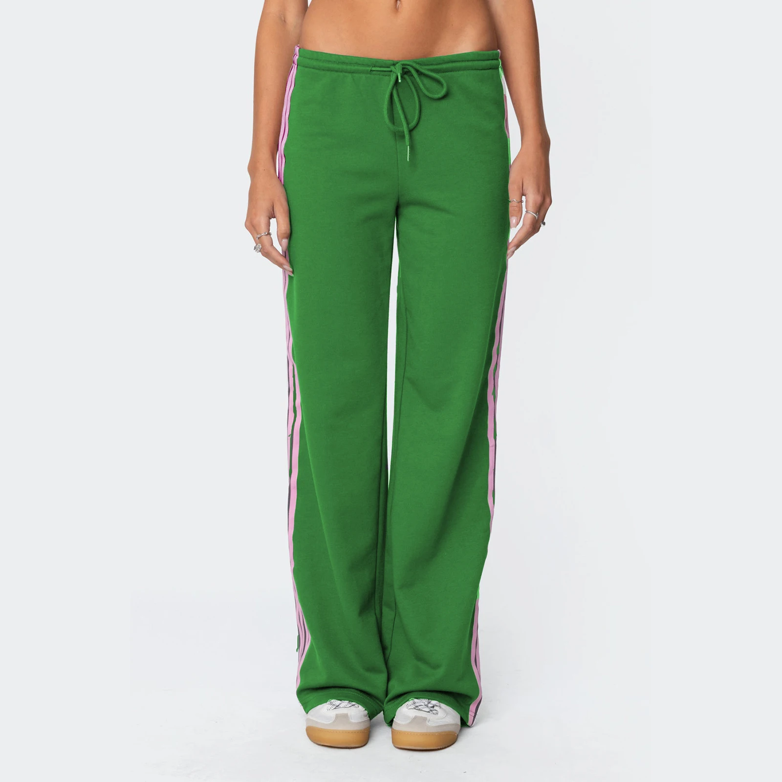 

Womens Drawstring Sweatpants Side Striped Elastic Waistband Casual Pull On Long Pants