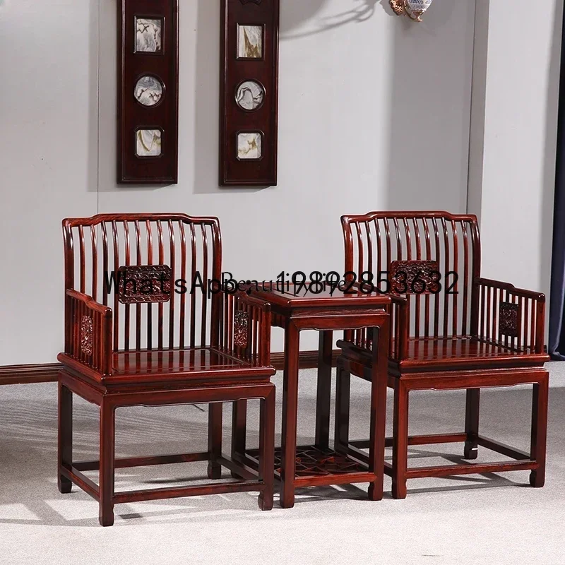 

Mahogany Ming and Qing leisure meeting chair Chinese style chair coffee table three-piece set