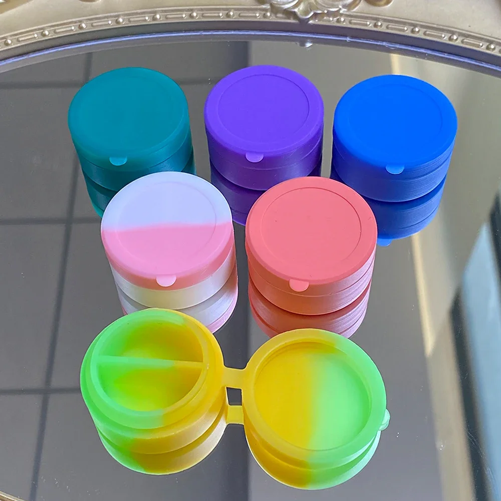 10Pcs Silicone Jar 1/2 Bottle Nonstick Container 7ml/10ml Face Cream Jars Oil Storage Box Makeup Case Home Accessories