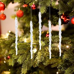 Adornos colgantes de simulación de hielo para árbol de Navidad, 10 piezas, para fiesta de invierno, Año Nuevo, decoración para el hogar