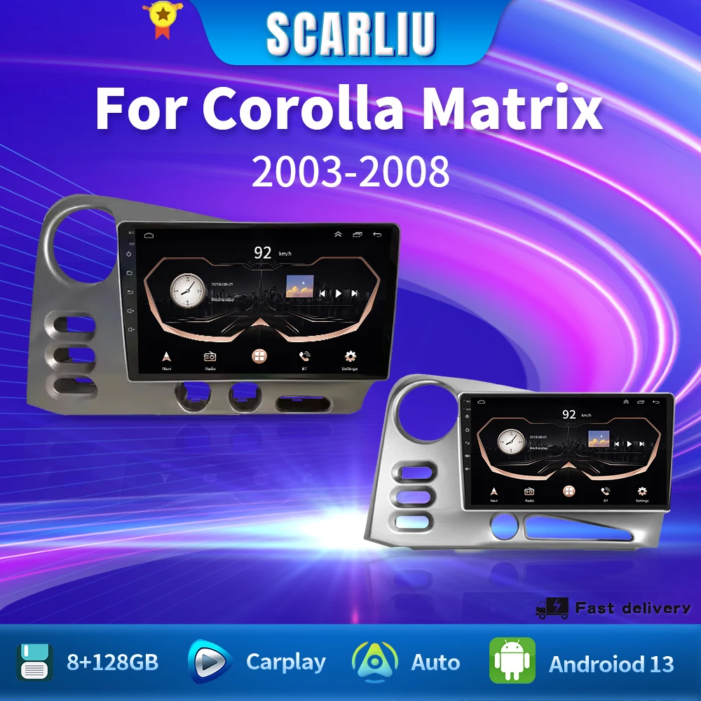 

For PONTIAC Vibe 2003 2004 For Toyota Corolla Matrix E140 2003 - 2008 Audio CarPlay gps tracker CE Android 13 Car Radio