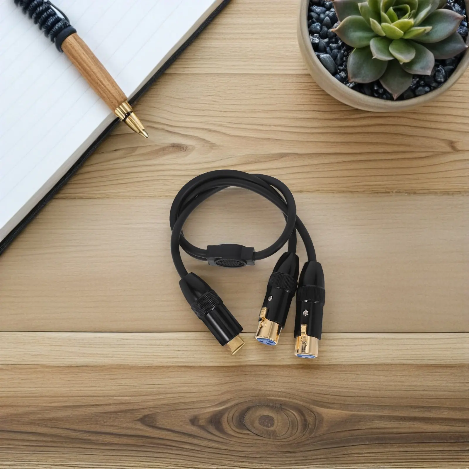 Xlr Male to Dual Female 3 Pin Splitter Cable Metal Shell Balanced Mic Audio Adapter for Professional Sound Mixing Home Car
