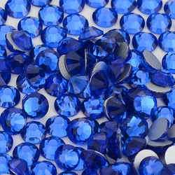 Royal Blue Sapphire Crystal FlatBack Glass strass Non HotFix per decorazioni per Nail Art strass con retro piatto Crystal