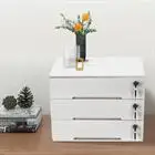 

Wooden Desktop Storage Box with Lockable Drawers, Office Supplies File Organizer, Flat File Cabinet