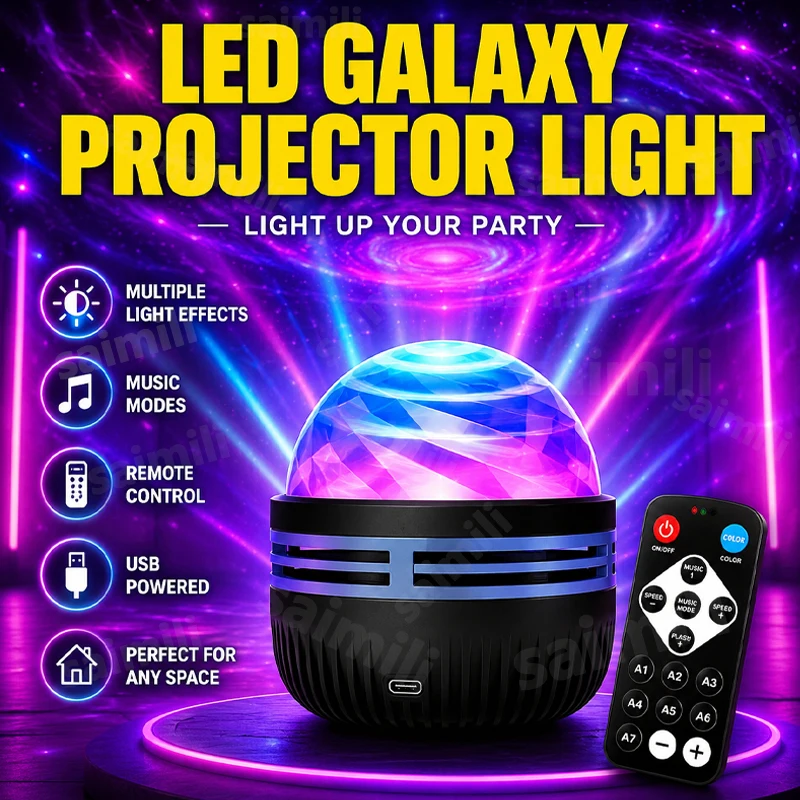 מנורת הקרנה RGB Galaxy Aurora עם שלט רחוק USB