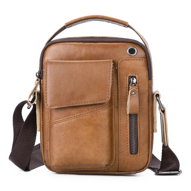 Vintage Genuine Leather Men's Shoulder Bag Fashion Cowhide Male Crossbody Multifunction Messenger Casual Handbag