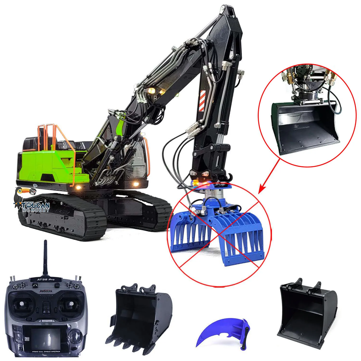 MTM 1/14 Metal EC380 RC Escavadeira rastreada Veículos escavadores de engenharia hidráulica ao ar livre Brinquedo presente TH22516