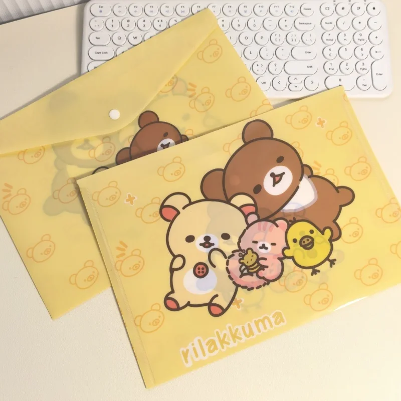 Rilakkuma A4 مجلد الكرتون مقاوم للماء أوراق الاختبار كيس التخزين سعة كبيرة القرطاسية حقيبة التخزين طالب اللوازم المكتبية #1