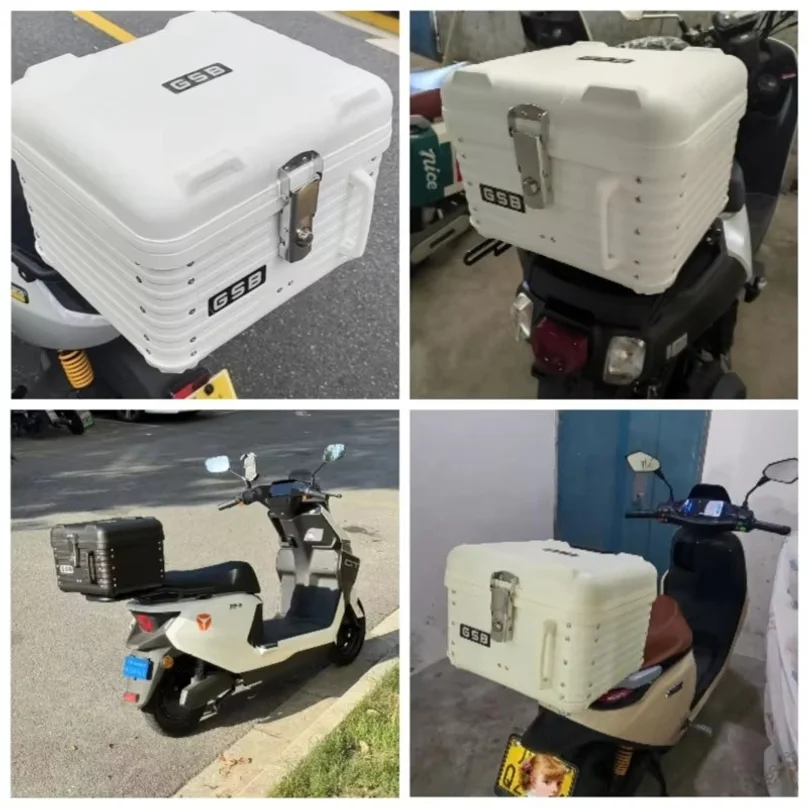 47L Round Corner Motorcycle PP Material Trunk Scooter Electric Vehicle Universal Trunk Toolbox Waterproof Tail Box