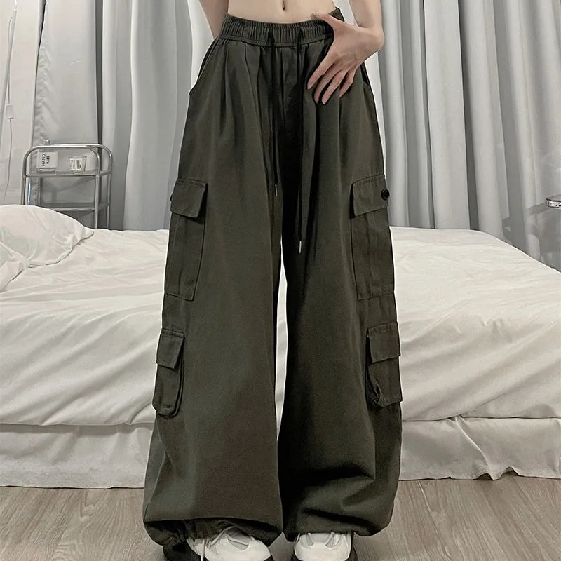 

Deeptown Vintage Y2k Oversized Cargo Pants Woman Korean Streetwear Wide Leg Sweatpants Casual Harajuku Style Baggy Trousers