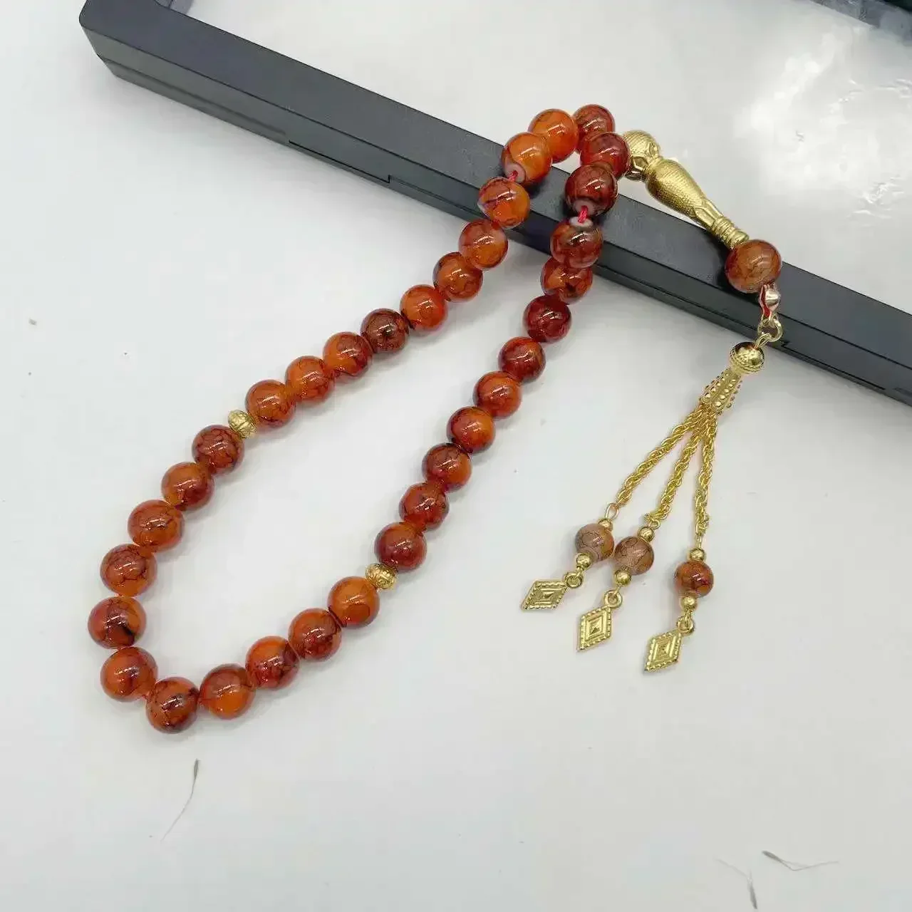 10mm 33pcs Glass Tassel Turkish Muslim Rosary Islamic Prayer Beads Bracelet for Women Jewelry Tasbih Tasbeeh Allah Mohammed