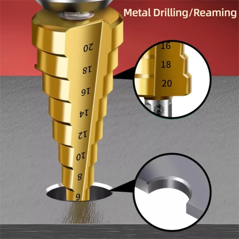 6 STKS HSS Ti-gecoat met Kobalt Rechte Groef Stap Boor 4-12/4-20/4-32mm Hex Hout Metaal Gatensnijder Kernboren Gereedschap Set