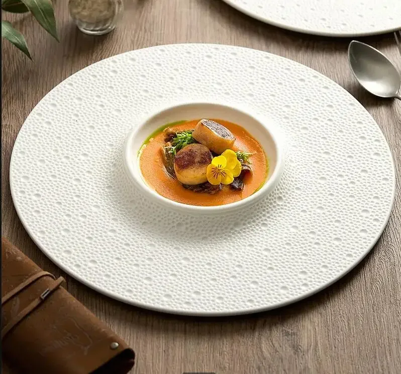 

Белая керамическая обеденная тарелка, основная тарелка для ресторана, десертная кухонная утварь, скандинавская семейная вечеринка, ужин, стейк