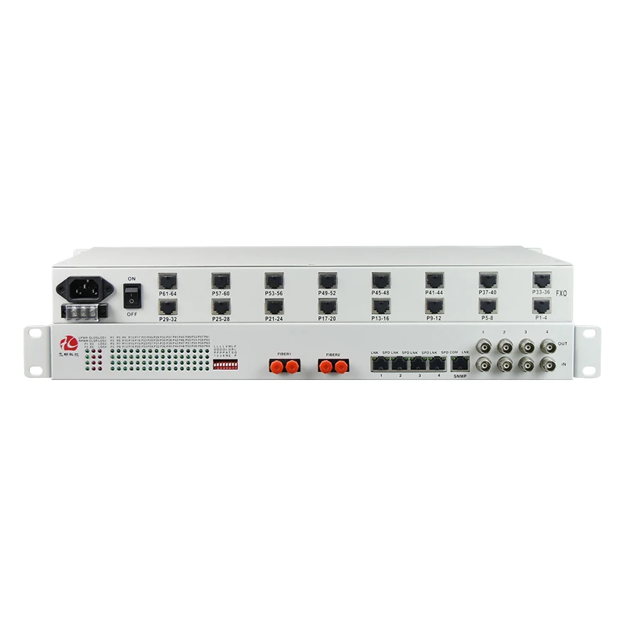 Convertisseur de téléphone vers fibre optique 64 ports Voice FXS/FXO avec 4E1 et 4Eth