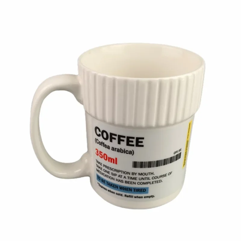 Strict Selection Ceramic Medicine Jar Coffee Cup Creative Medicine Cup Specially Designed for Medicine Bottle Shaped Mugs