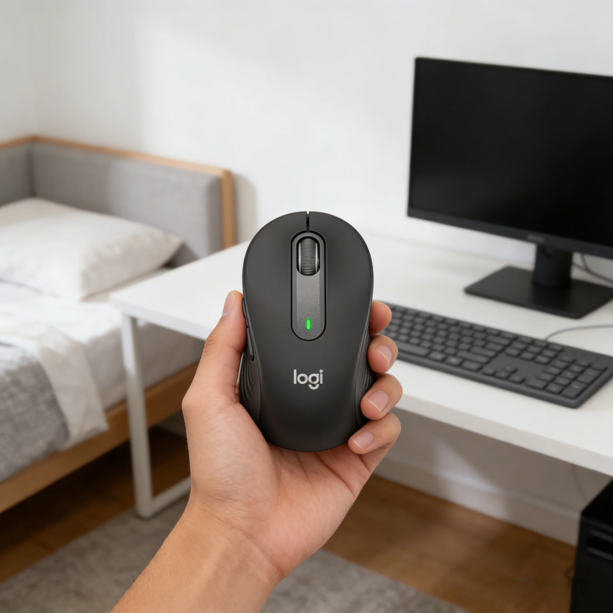 Logitech M650 Ergonomic Wireless Mouse 90% Less Noise SilentTouch 2-Year Battery for Medium Hands Windows Mac Laptop PC Office