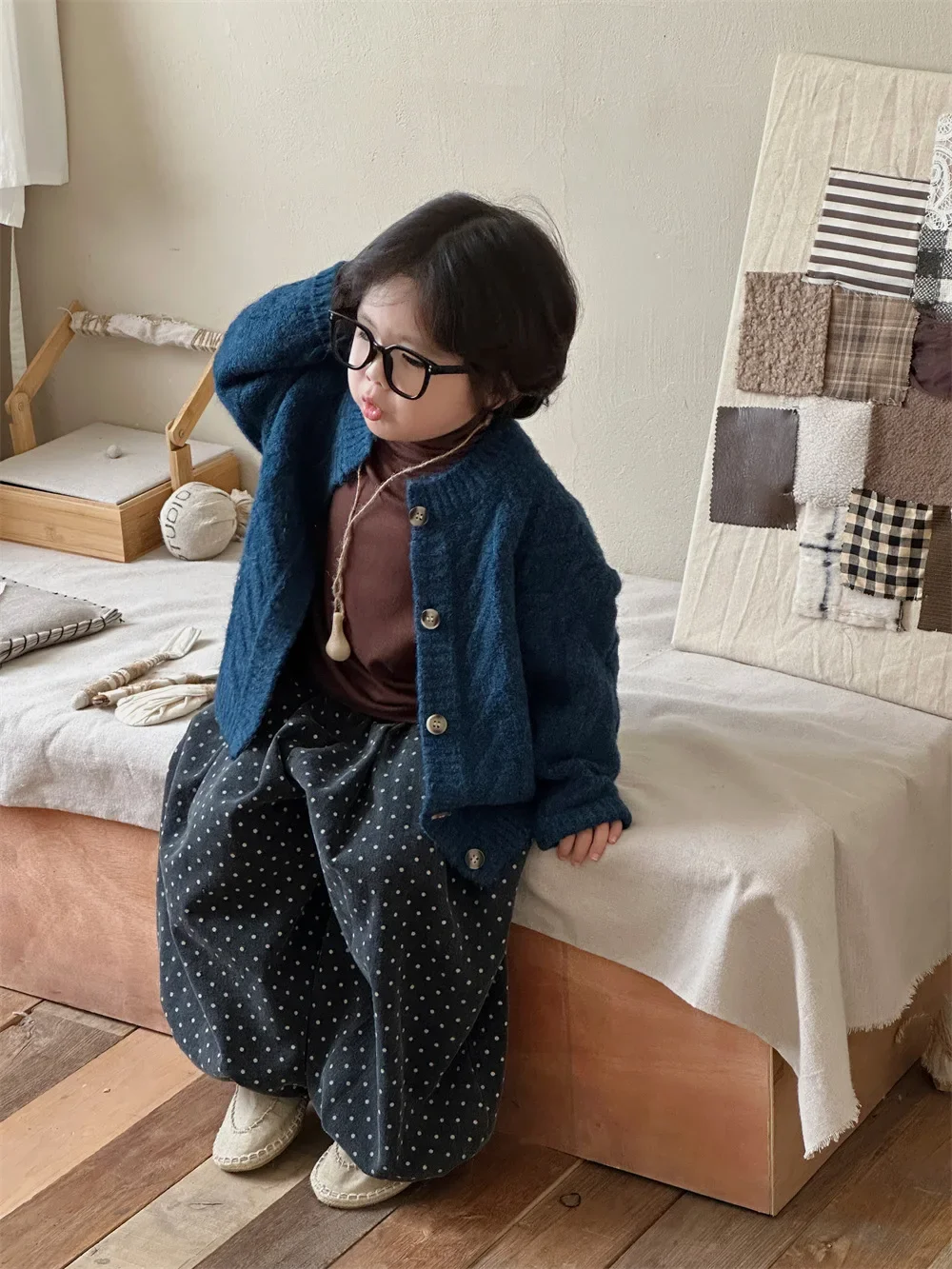 Girls Pants 2024 Autumn New Childrens Wear Korean Style Boys and Girls Polka Dot Cowboy Radish Bloomers Casual Simple Daily image 6