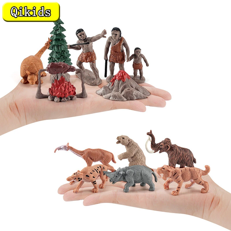 Simulation Human Evolution of Man Primitive Human Prehistoric Life and Animal Model Historical Educational Figurine Toy Kid Gift