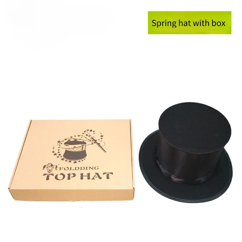 Folding Top Hat Com Gimmick Acessório Traje Truque Mágico Stage Prop