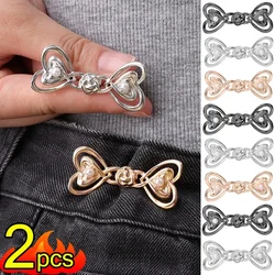 2024 New Heart Waist Button Metal Nail Free and Seam Free Button Waist Circumference Adjustable Fashionable Belt Buckles