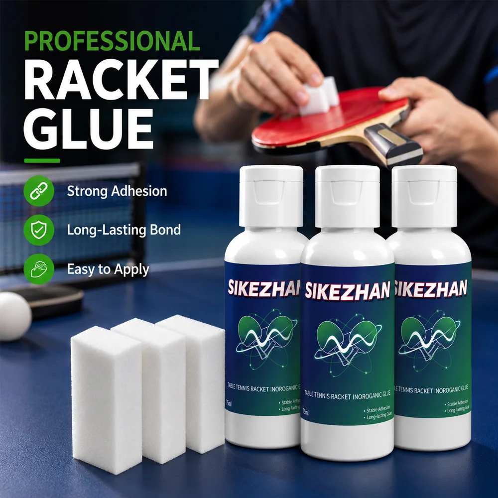 

3Pcs Professional Table Tennis Glue Inorganic Water Based Ping Pong Racket Rubber Adhesive Strong Bond with Sponge Kit 75ml