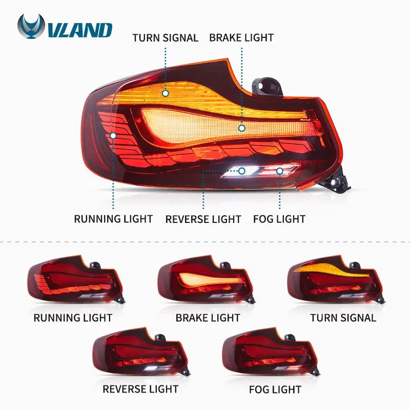 VLAND Factory LED Taillights with Dynamic Start-up Animation 0 reviews M2 F22 F23 F87 1st Gen 2014-2020 For B-MW 2-Series