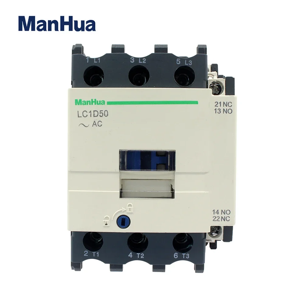 ManHua Din Rail Mounted LC1-D50 Contactor Electrical Industrial AC Contactor 50Hz 220/230V 50A