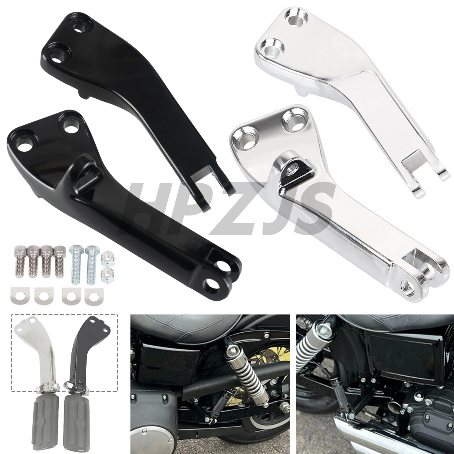 

For Harley Motorcycle Dyna Low Rider Fat Bob Super Glide 2006-2017 Passenger Foot Peg Mount Brackets Male Mount Style Foot Pegs