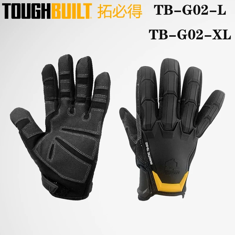 TOUGHBUILT TB-G02 L/XL Fanatic Heavy-Duty Gloves Protection Touch Screen Watch Cutout Rugged Palm Hand Tool Accessories