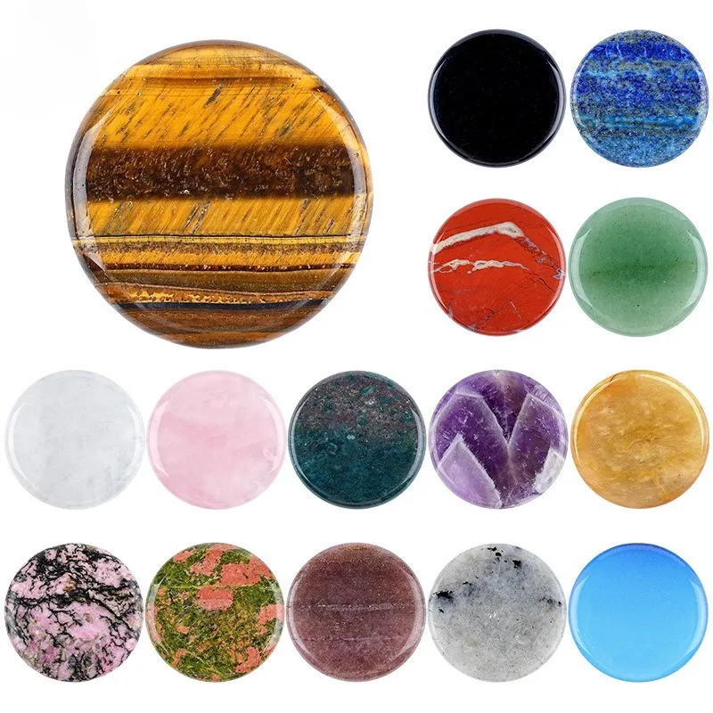 40mm Rotundity Worry Stone Natural Amethyst Quartz Healing Crystal Massage Palm Gemstone Reiki Meditation Home Energy Gift