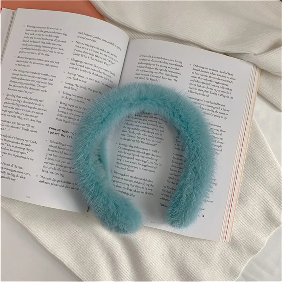 Korean Chic Mink Hair Hoop Internet Celebrity Fur Hair Clip Real Hair Accessories Temperament Fur Wide-Brimmed Headwear Winter