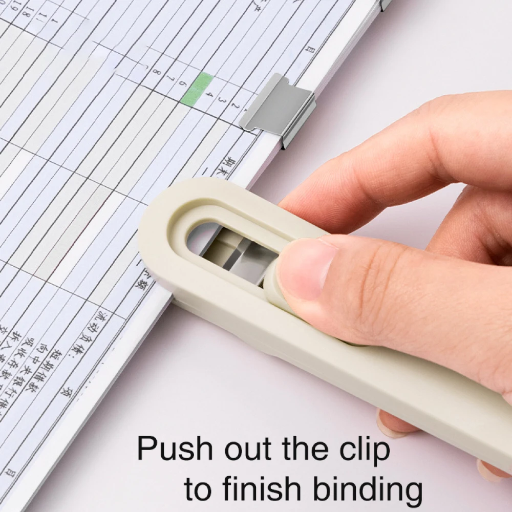 Mini Traceless Reusable Hand Clamp Push Stapler Paper Book File Office School Student Binder Binding Tools Supplies