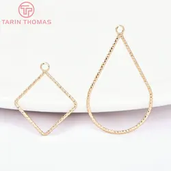 (7537) 10PCS 21x34MM 24K Gold Color Brass Rhombus Water Droplet Shape Pendants High Quality Jewelry Making Findings Accessories