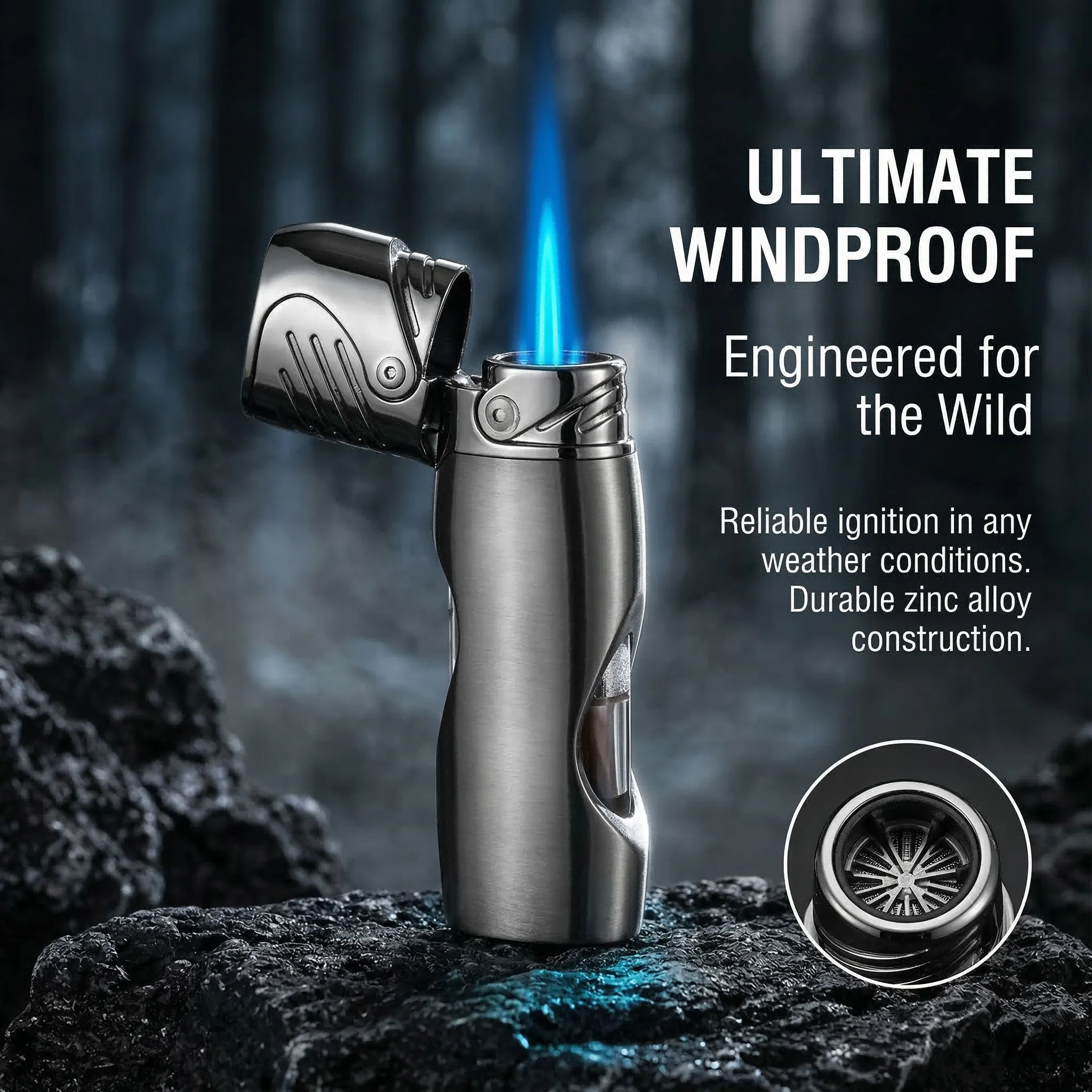 

Ergonomic Metal Jet Lighter, Windproof Torch, Refillable Butane Lighter for Camping & EDC, Stylish On-the-Go Lighter