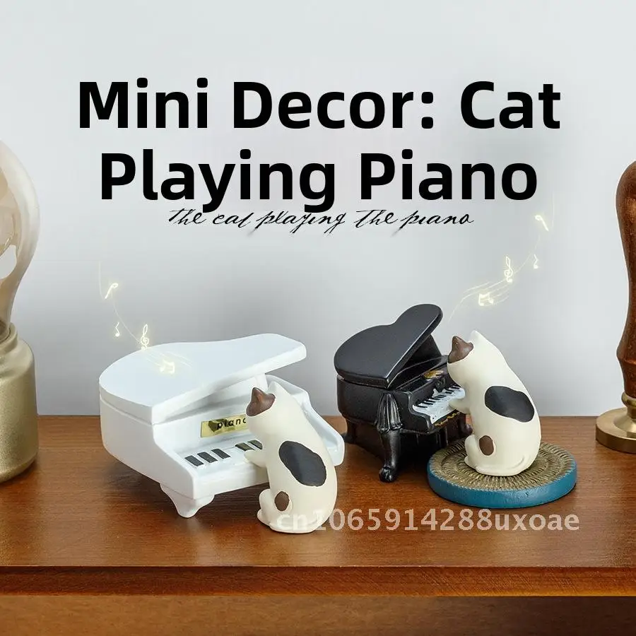 

Cats Playing Piano Resin Crafts Ornaments Home Desktop Decoration Shooting Scene Props Small Ornaments