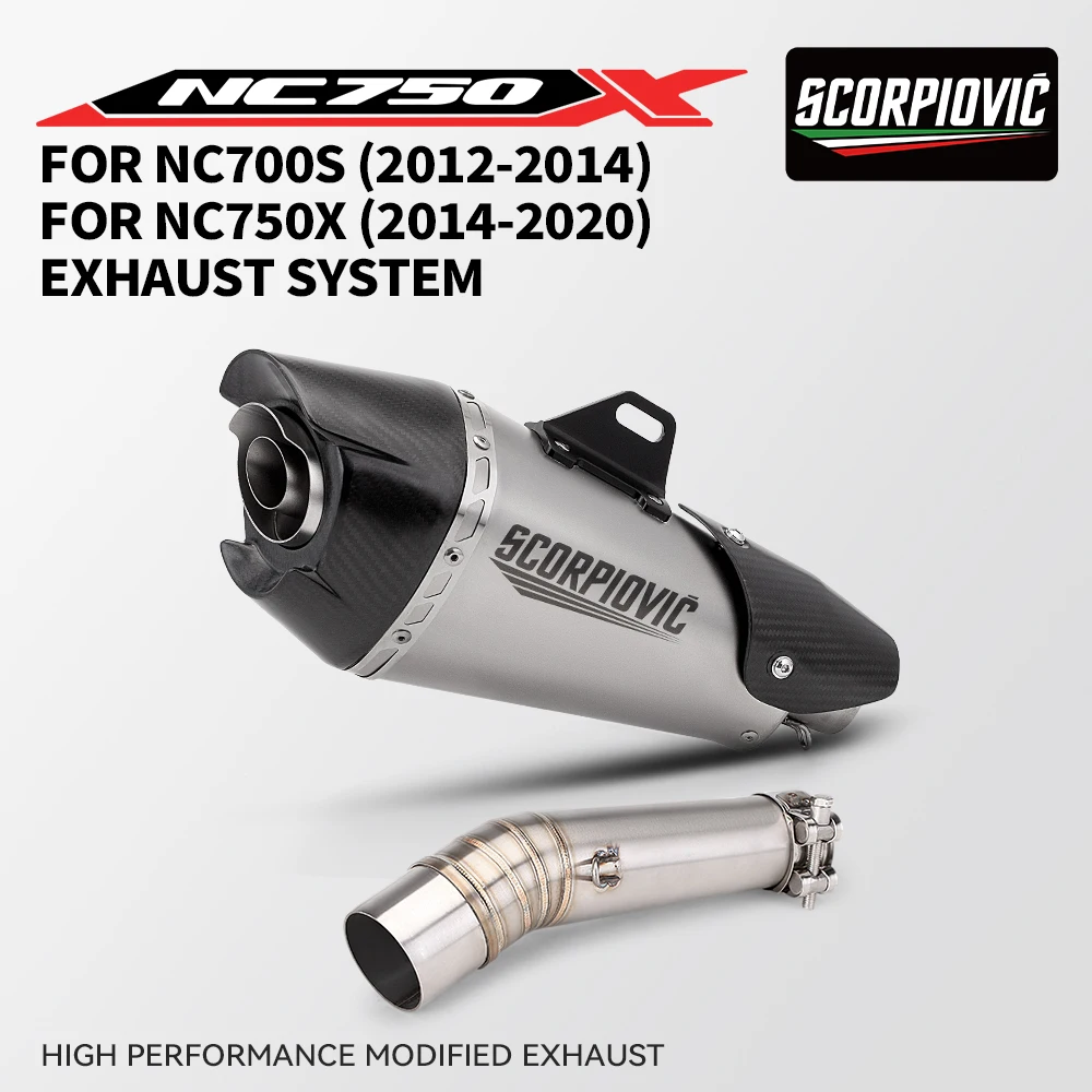 

For NC750 750S NC700X 750X (2014-2020) Stainless Steel Motorcycle High Performance Mid Section Exhaust System Kit