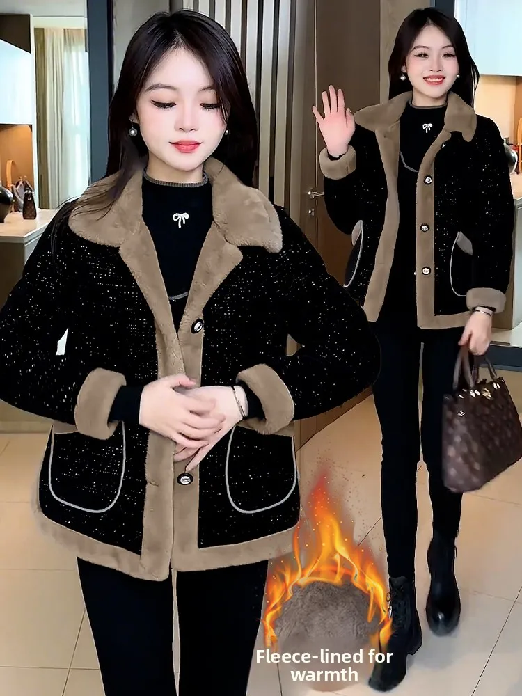เสื้อโค้ทลำลองผู้หญิงทรงหลวม ผ้าขนสัตว์ สำหรับฤดูหนาว รุ่นใหม่ ลดอายุ สไตล์ลำลอง เหมาะสำหรับใส่ไปทำงาน