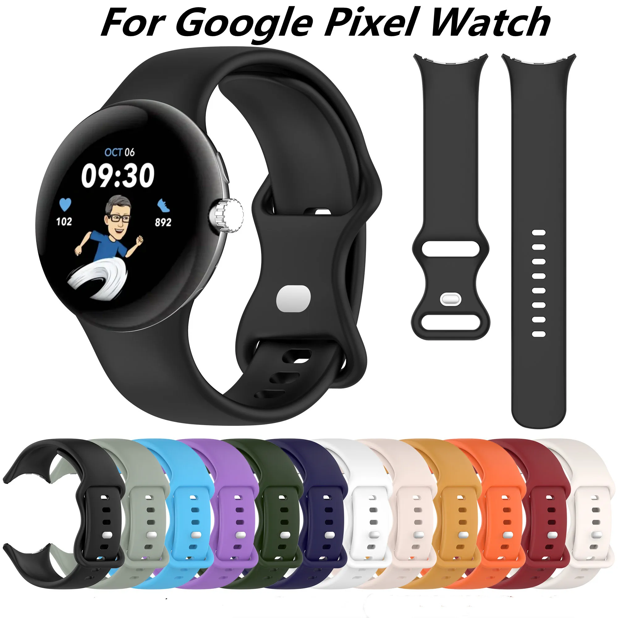 

Ремешок спортивный из мягкого силикона для Google Pixel Watch Series, резиновый браслет для смарт-часов Google Pixel Watch 41 мм