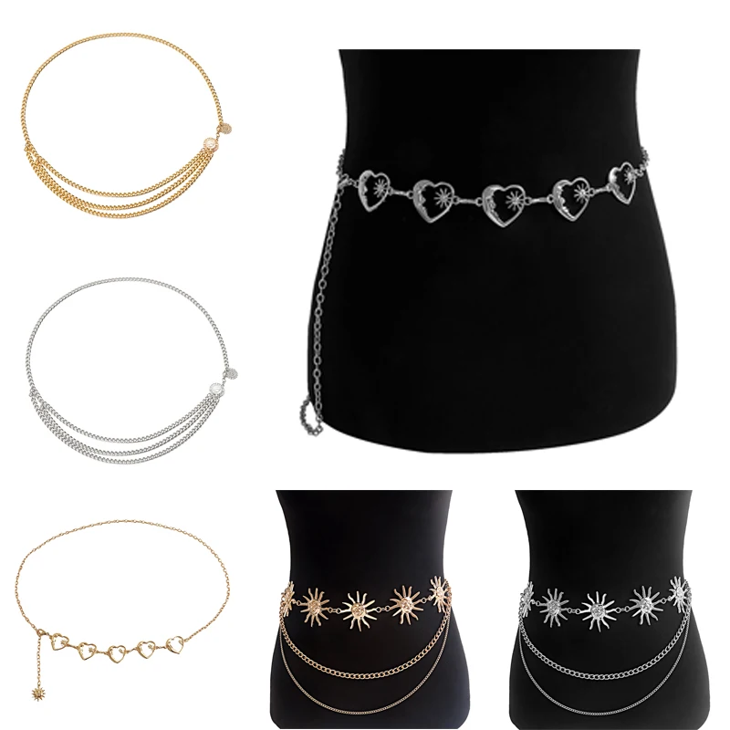 

Moon/Sun Waist Chain Belt Bohemia Multilayer Metal Waist Belt Body Chain Belly Chain Women Gold/Silver Plated Summer Jewelry