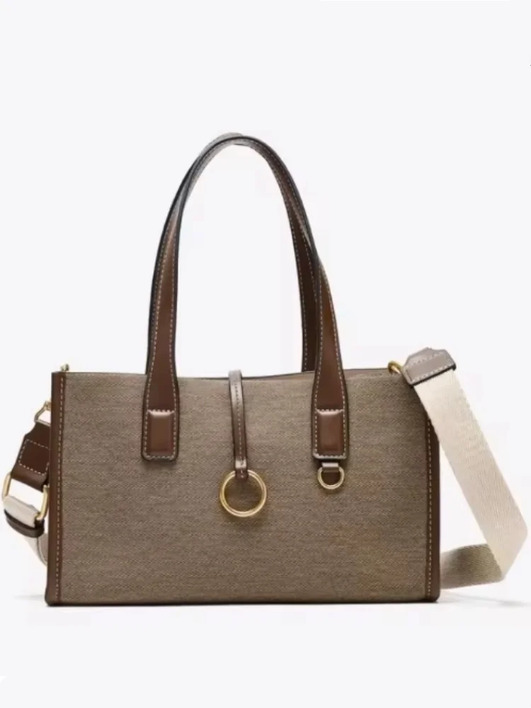

2025 New Wide Strap Tote Bag for Women Versatile Shoulder Bag Composite Bag Drawstring Inner Bag Female Handbags Shopper Bag