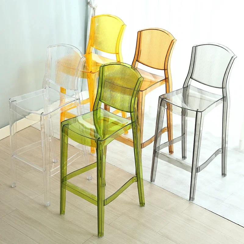 

High Modern Designer Nordic Bar Chairs Dining Plastic Restaurant Acrylic Bar Chairs Luxury Chaise Design Home Furniture